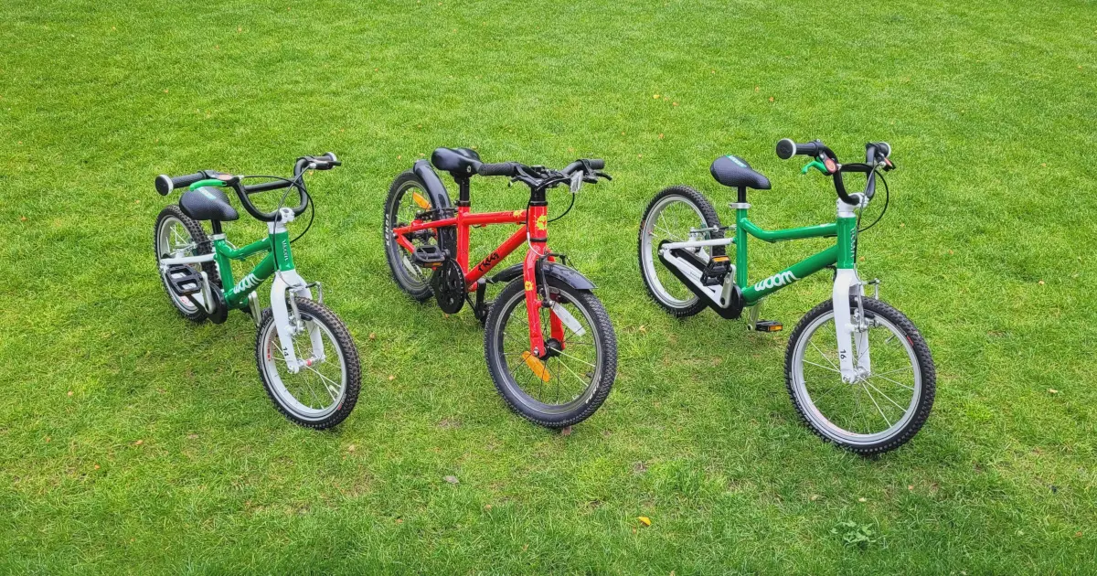 Wynajem lekkich rowerów dla dzieci firmy Woom i Frog oraz rowerów dla dorosłych na jednodniowe wycieczki z przyczepką rowerową